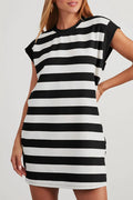 Stripe Cap Sleeve Shift T-Shirt Dress