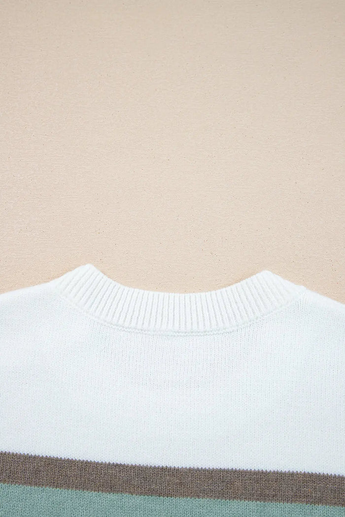 Striped Knit Drop Shoulder Sweater - Sweaters & Cardigans/Sweaters