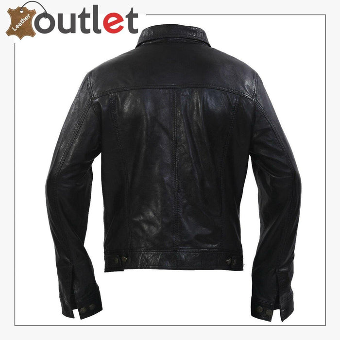 Style Slim Fit Casual Black Leather Shirt