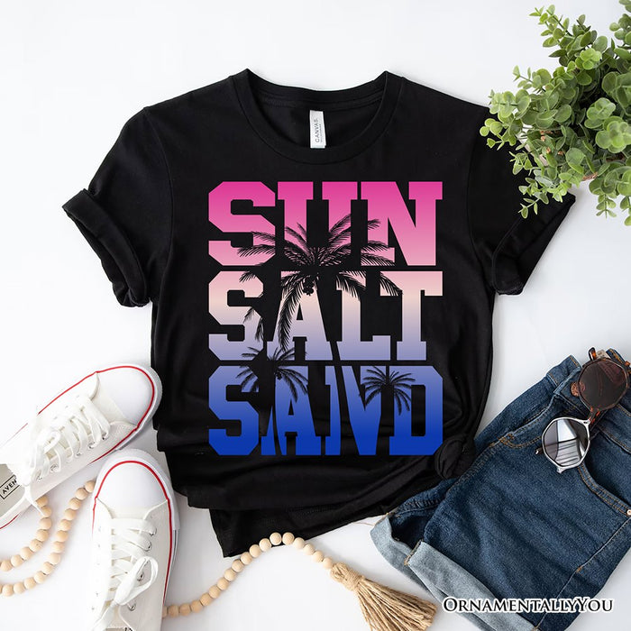 Sun Salt Sand Summer T-Shirt, Black Minimalist Beach Tee T-Shirts OrnamentallyYou Black XS