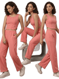 SXV Basic CO-ORDS set : Pink Corset Croptop And Trouser Combo