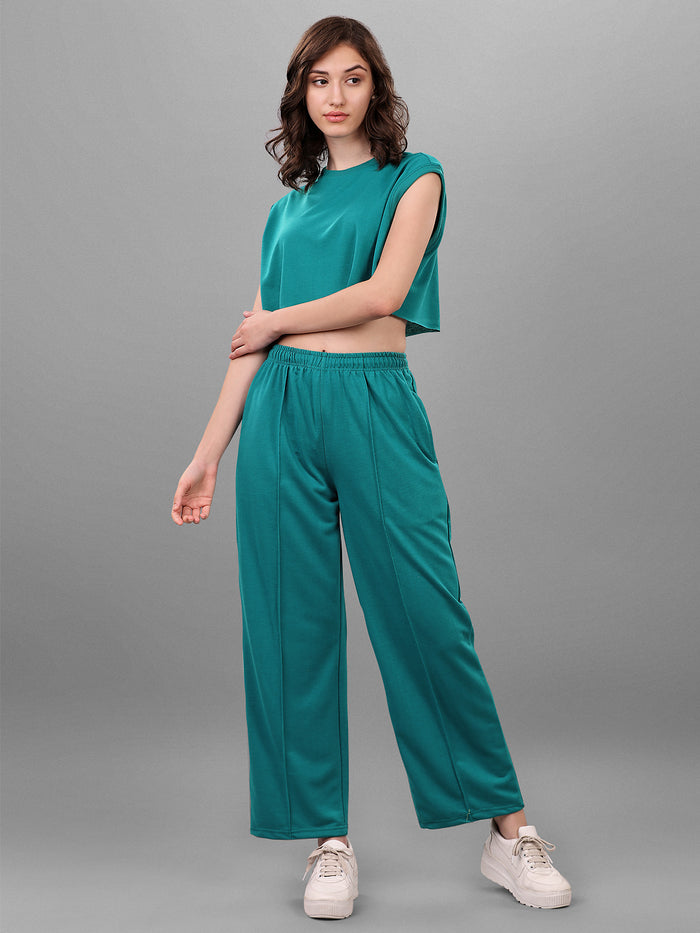 SXV Tealgreen Trouser with Crop Top Co-ords Set