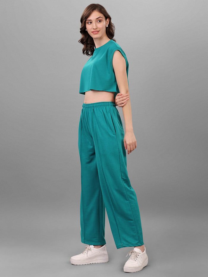 SXV Tealgreen Trouser with Crop Top Co-ords Set