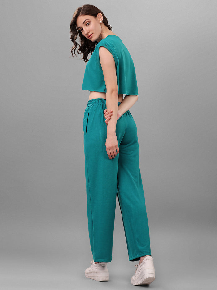 SXV Tealgreen Trouser with Crop Top Co-ords Set