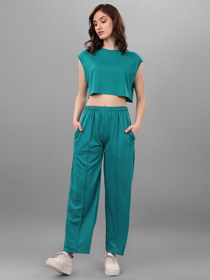 SXV Tealgreen Trouser with Crop Top Co-ords Set