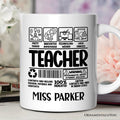 Teacher Label Personalized Mug, Funny Barcode for Dedicated Educators Gift with Custom Name Personalized Ceramic Mug OrnamentallyYou White Customized
