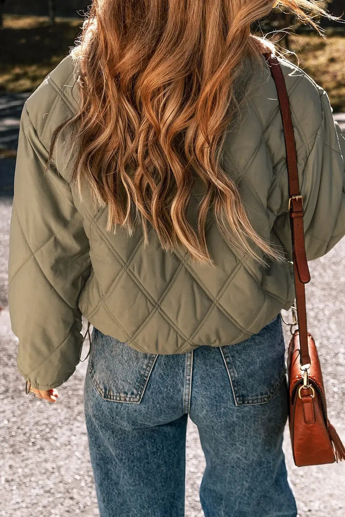 Shop Teddy Collar Flap Pockets Quilted Puffer Jacket at eAura