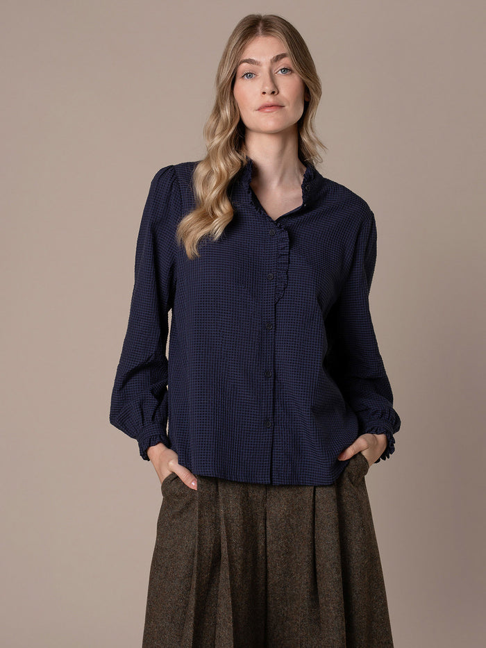 Textured Frill Collar Blouse