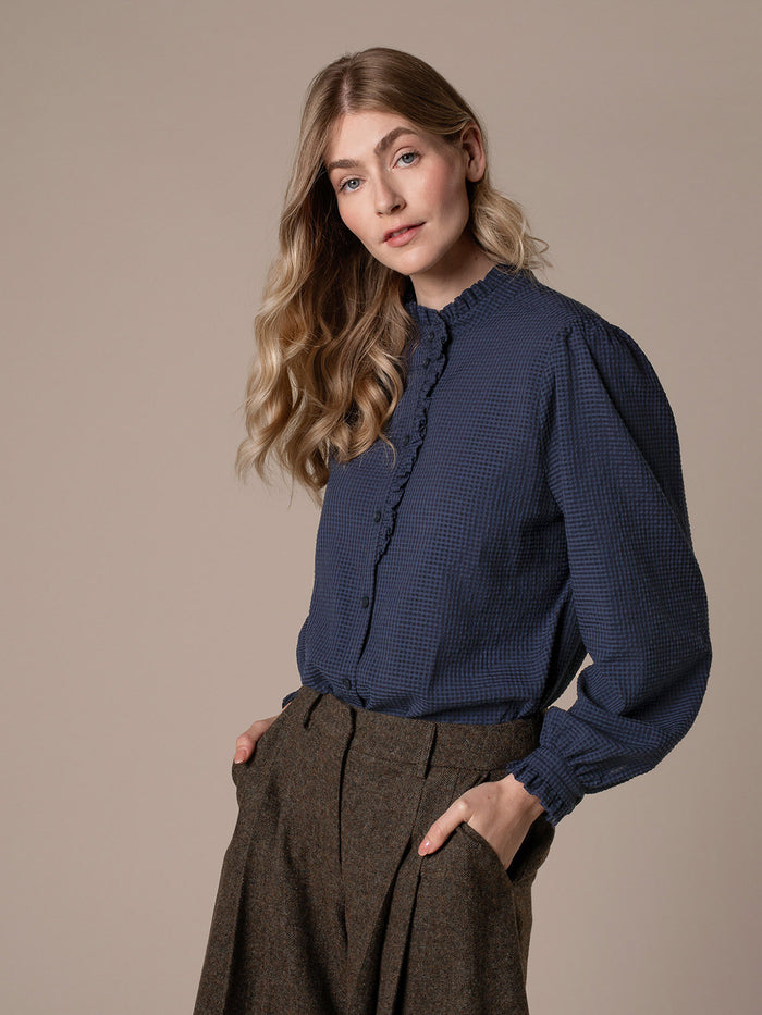 Textured Frill Collar Blouse