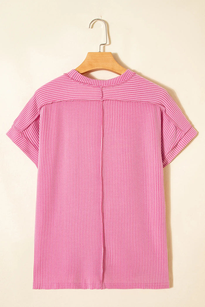 Textured Knit Exposed Stitching T-shirt – Bonbon