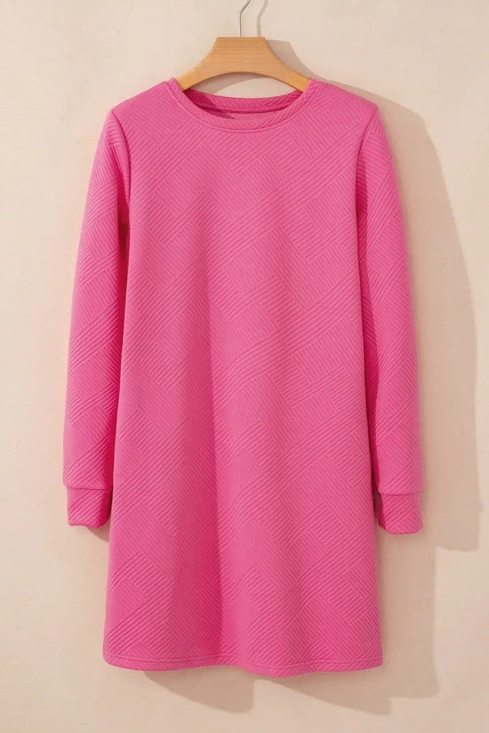 Shop Textured Long Sleeve Shift Dress at eAura