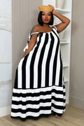 The Emory Stripe Maxi Dress - Black
