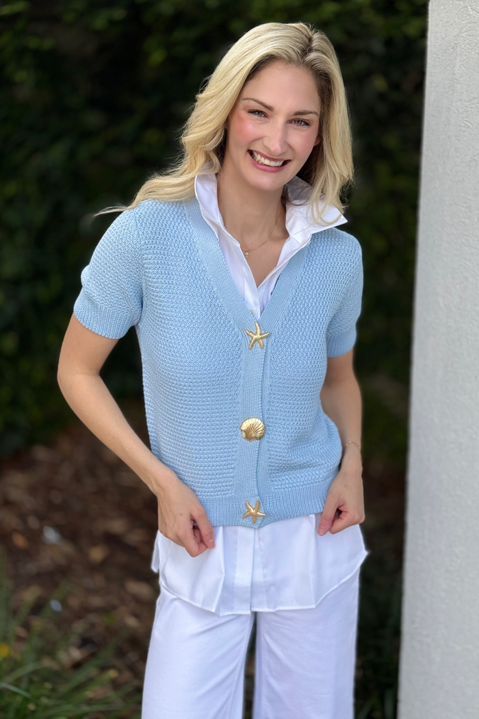 The Seabreeze Statement Seashell Knit Cardigan