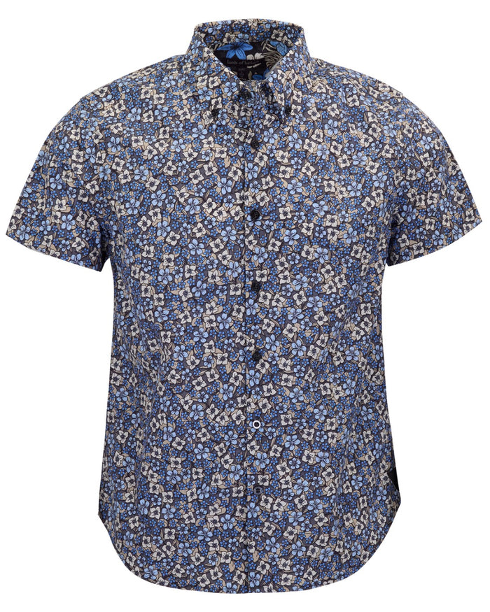 TIM FLORAL FIELD BLACK MENS PRINTED SHIRT