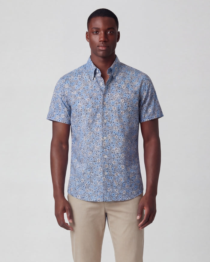 TIM FLORAL FIELD BLUE MENS PRINTED SHIRT