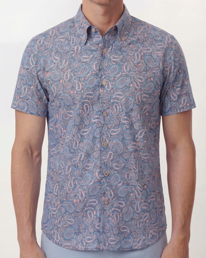 TIM PAISLEY PILE CORAL MENS PRINTED SHIRT