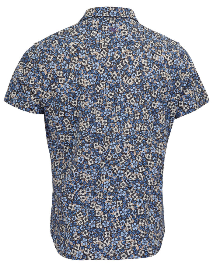 TODD FLORAL FIELD BLACK MENS KNIT SHIRT