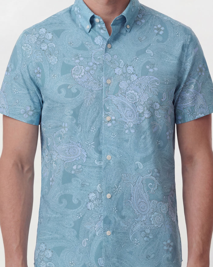 TODD PAISLEY EXPLOSION TEAL MENS KNIT SHIRT