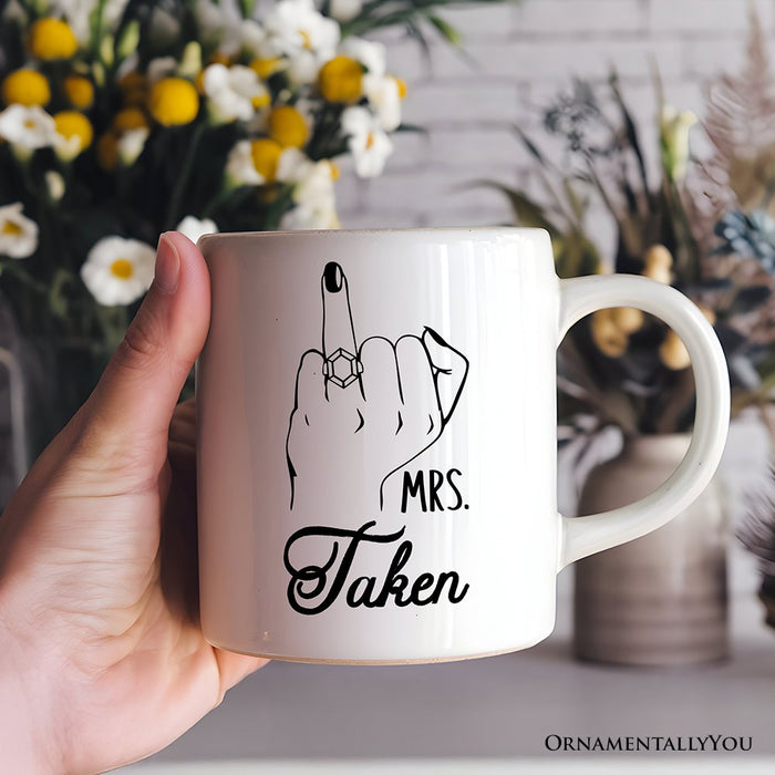 Wedding Ring Finger Mrs Personalized Mug, Married Engaged Gift For Women With Custom Name Personalized Ceramic Mug OrnamentallyYou