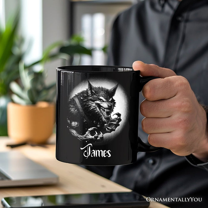Werewolf Spooky Portrait Personalized Mug Horror Villain Theme Halloween Gift with Custom Name Personalized Ceramic Mug OrnamentallyYou
