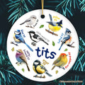 Whimsical Bird Tit Ceramic Ornament, Funny Birdwatcher Gift for Birder Ceramic Ornament OrnamentallyYou Circle