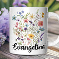 Wildflower Bouquet Personalized Mug, Floral Custom Gift with Name Personalized Ceramic Mug OrnamentallyYou 12oz Mug Customized