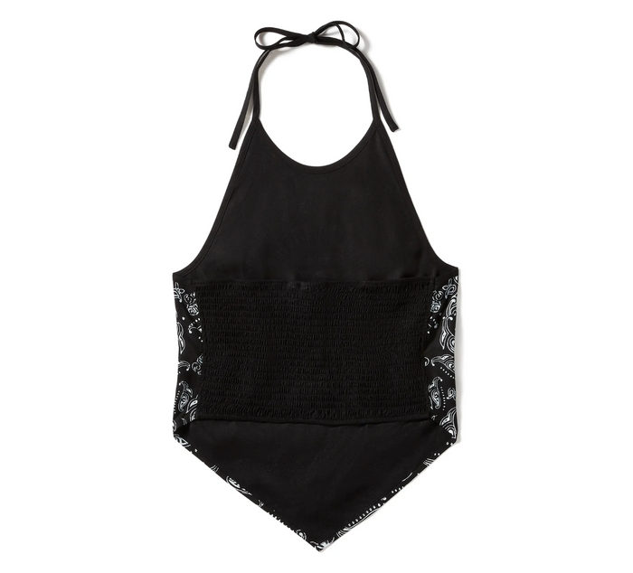 Women's Classic Paisley Bandana Halter - Harley Black & White