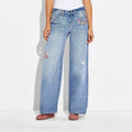 #color_WF Medium Wash - Floral Print Waistband
