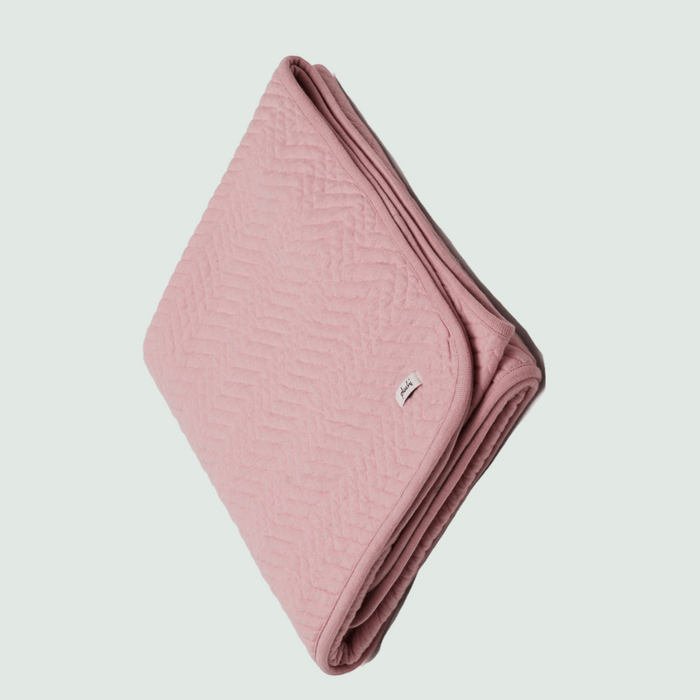Zigzag Pink Pearl Knitted Ac Blanket for baby - Side View